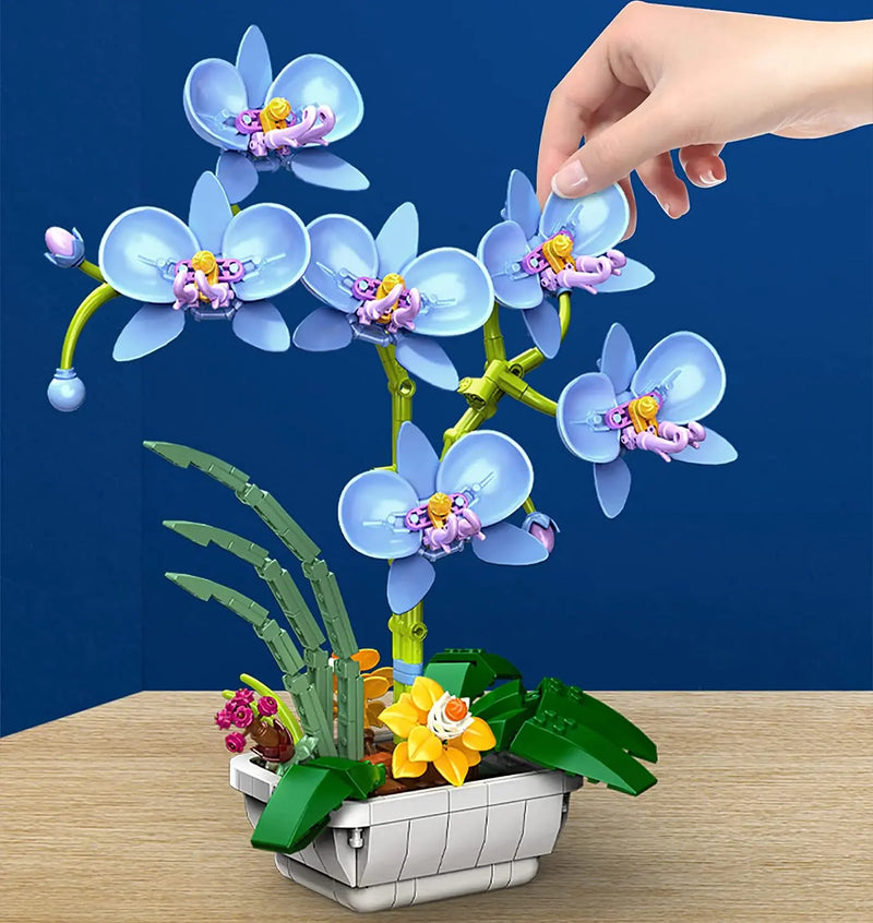DIY Orchideen Bausteine Kreativer floraler Spaß für die Familie - Puzzle-Spielset, Spielzeug für Zuhause, Bildungsunterhaltung